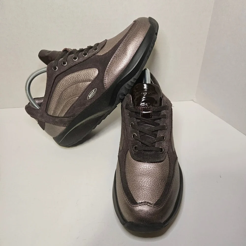 MBT Maliza Rocker Bottom Walking Sneakers Metallic Bronze Brown Suede Womens 8.5 - Picture 5 of 10